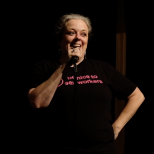 Chris speaks at a storytelling event about youth activism